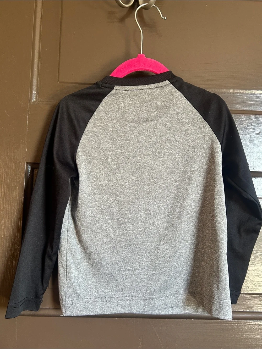 Nike Kids Gray & Black Long-Sleeve Tee with Red Accent Swoosh